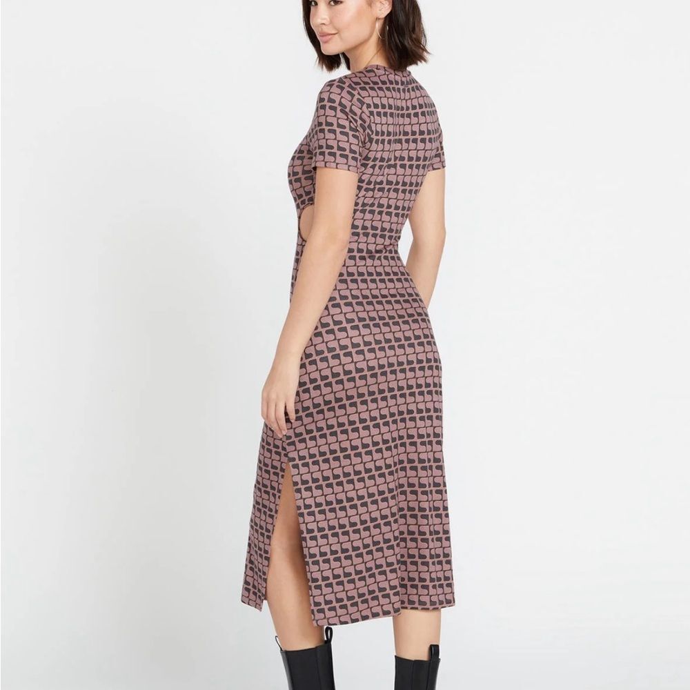 Volcom Disco Rodeo Geometric Patterned Midi Dress with side cut-outs - Black and